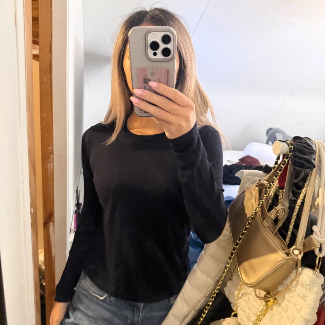 Svart långärmad tröja i bomull