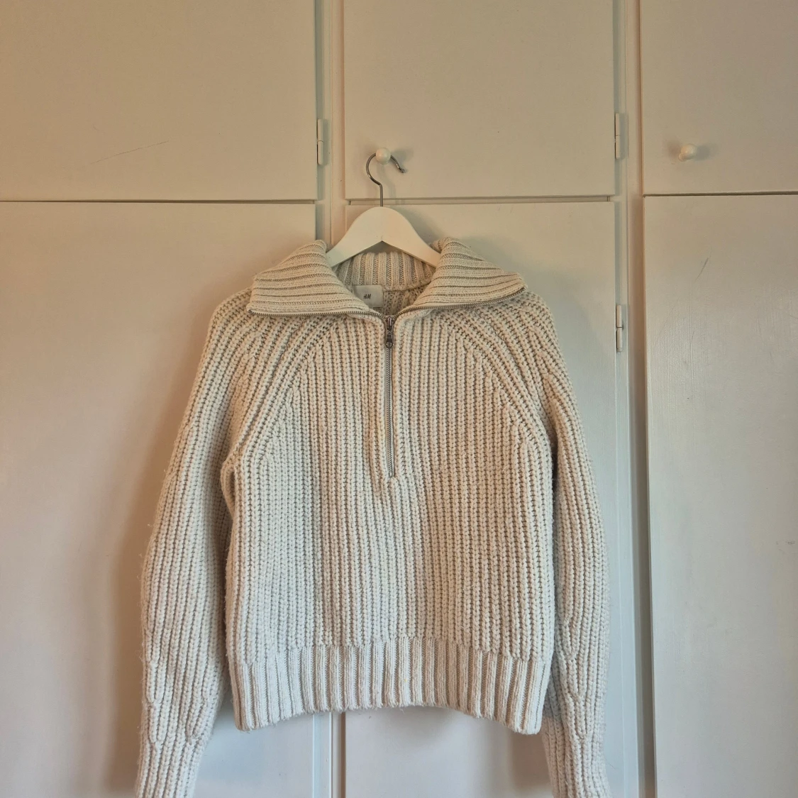Vit stickad half zip tröja H&M - 1