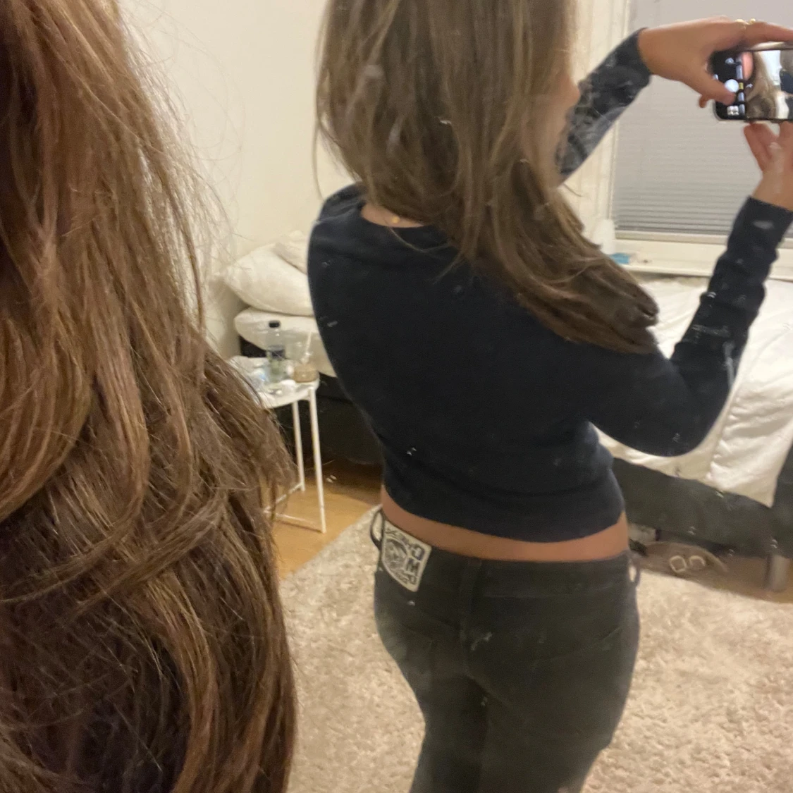 Mörkblå croppad kofta med knappar - 3