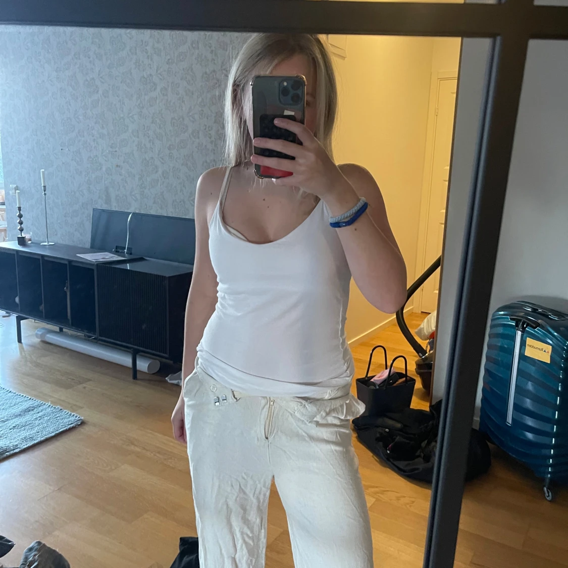 Beiga mjukisbyxor med snörning