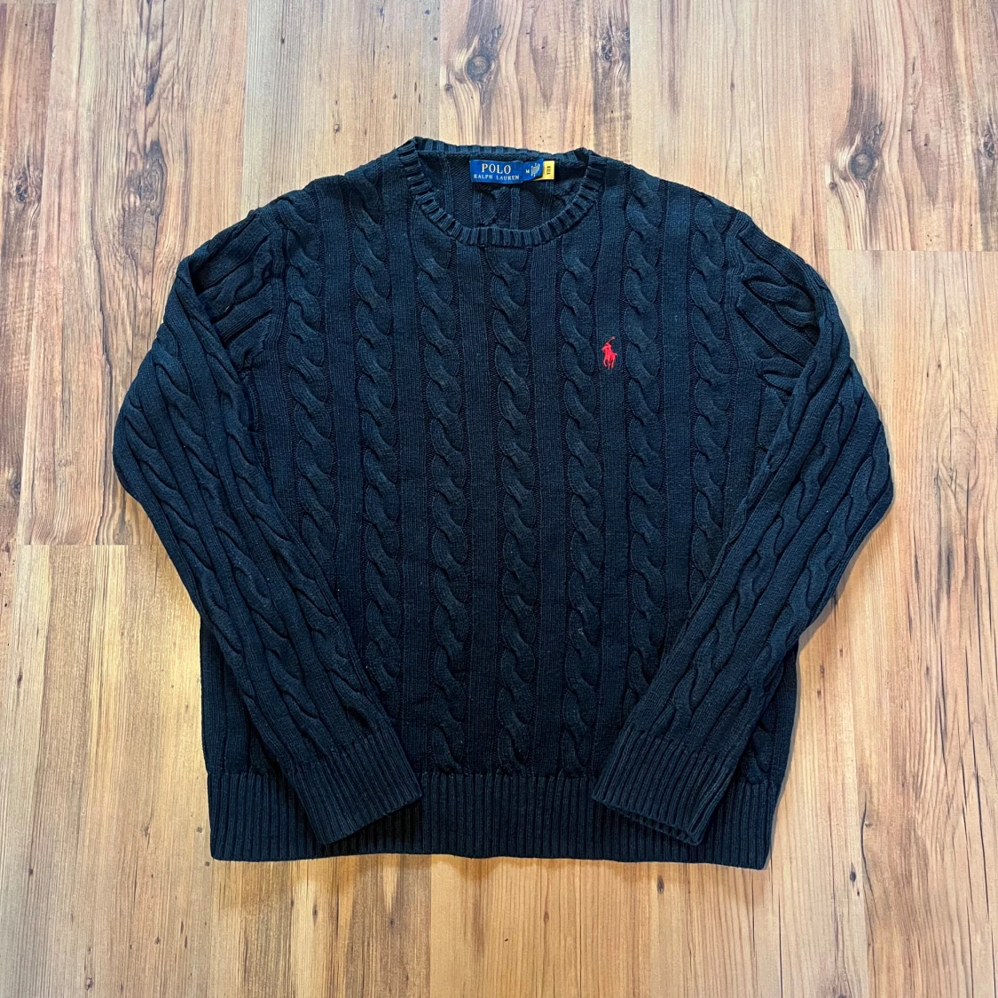 Svart kabelstickad Ralph lauren tröja