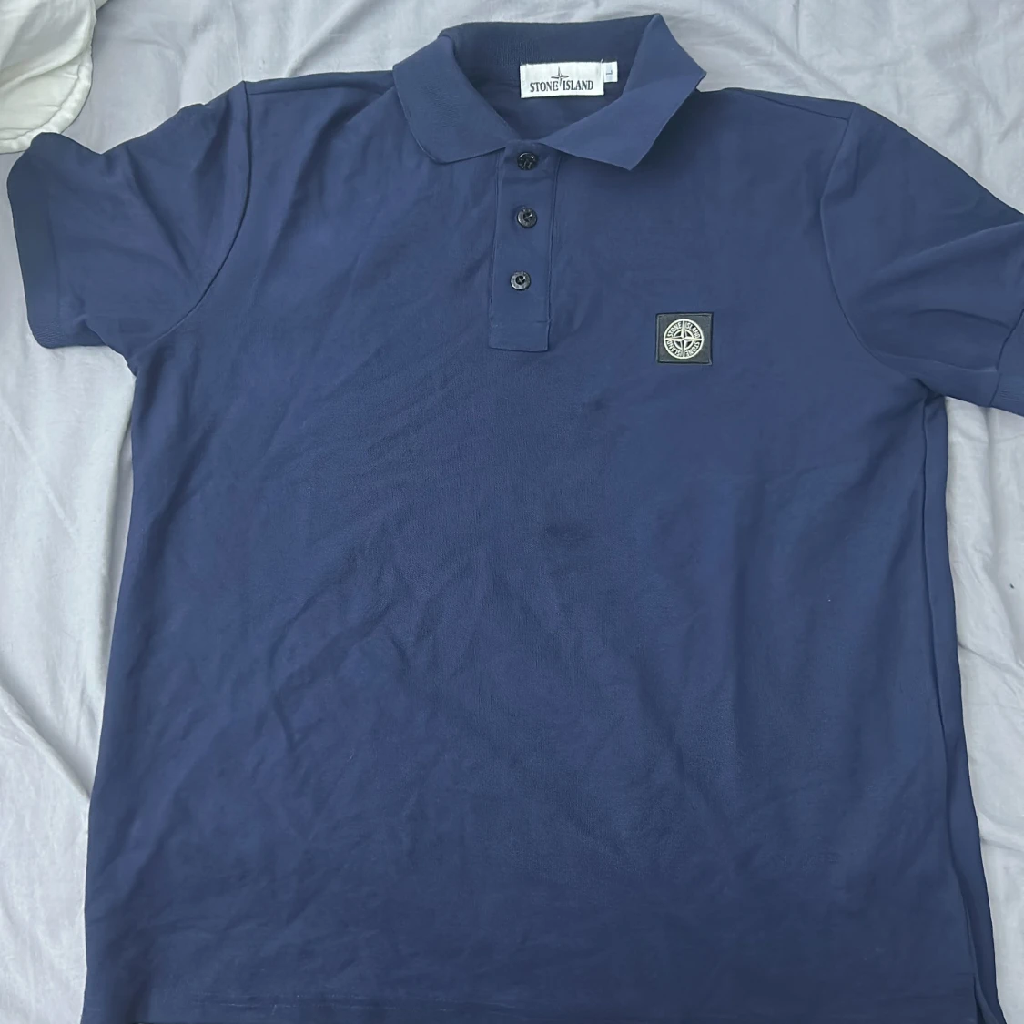 Marinblå Stone Island piké t-shirt