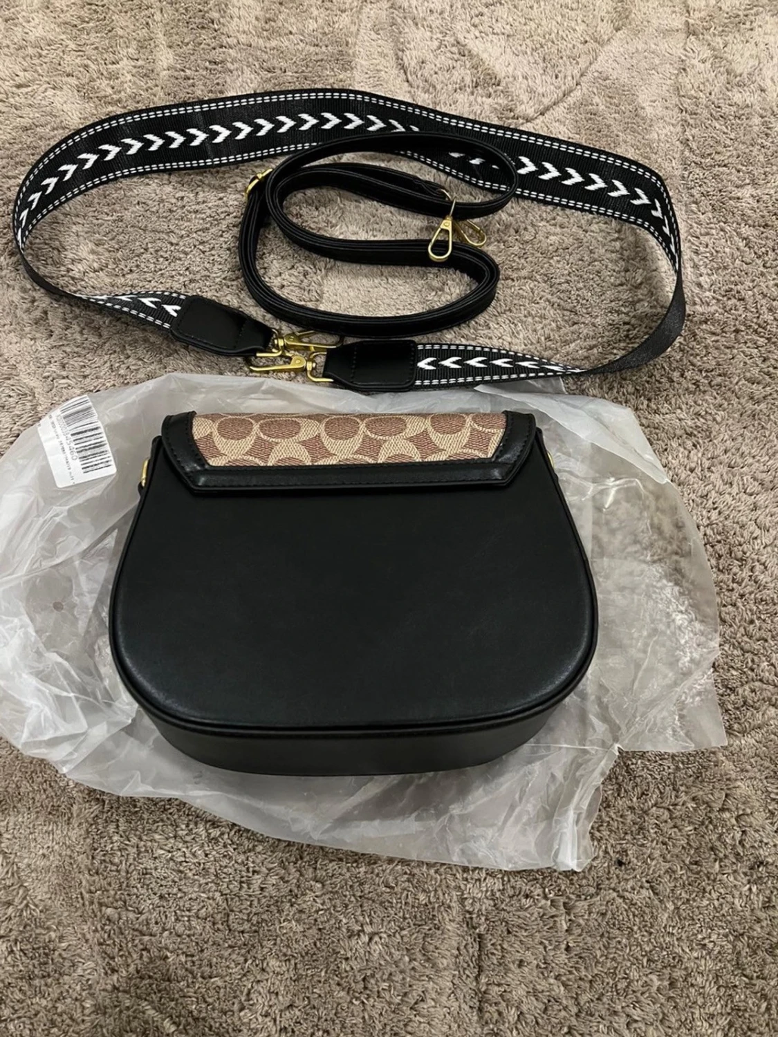 Coach axelväska med monogram och läder - 1