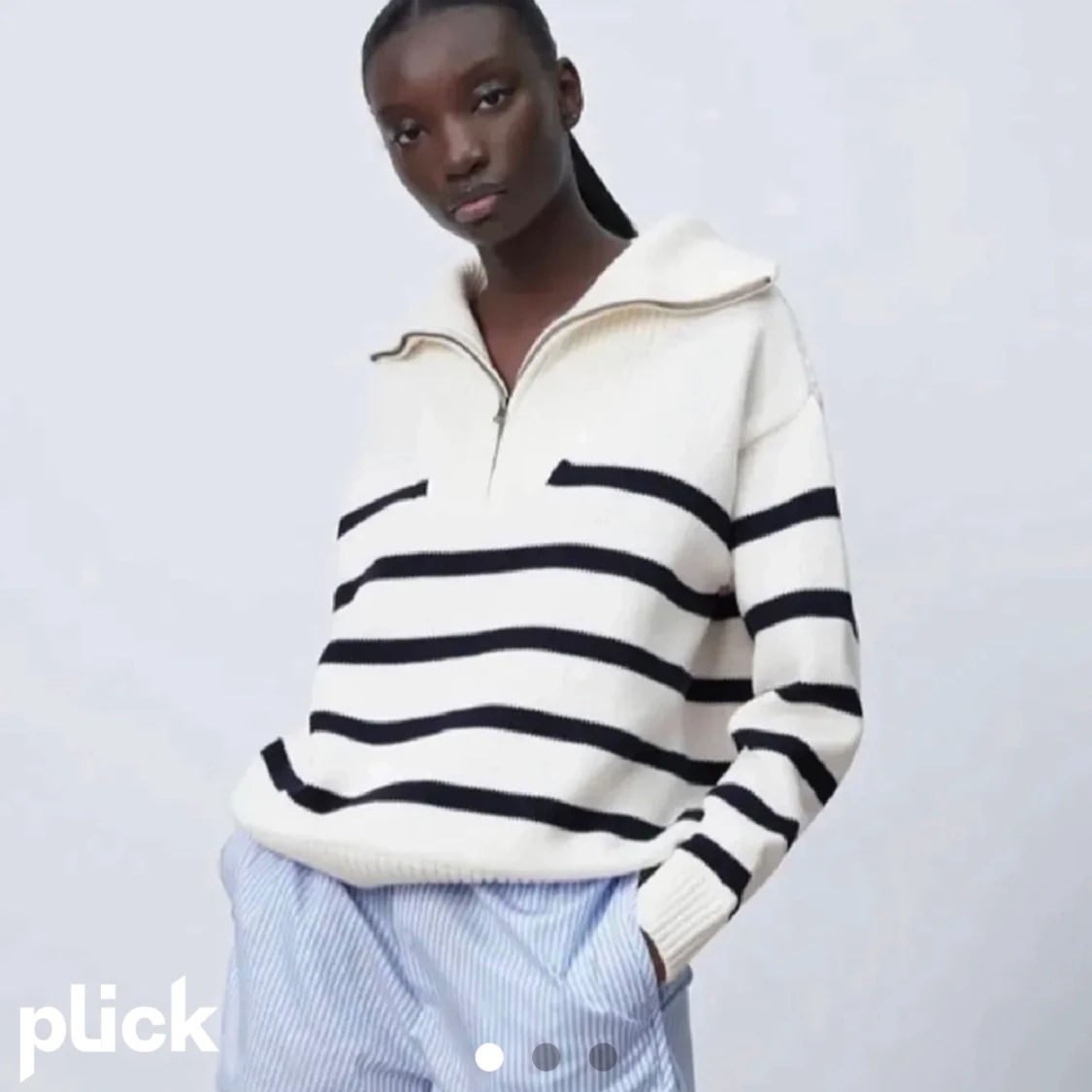 Randig stickad tröja zara