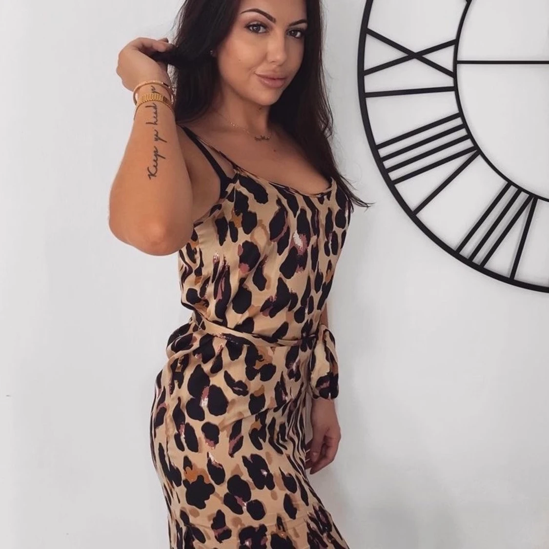 Leopard slipklänning