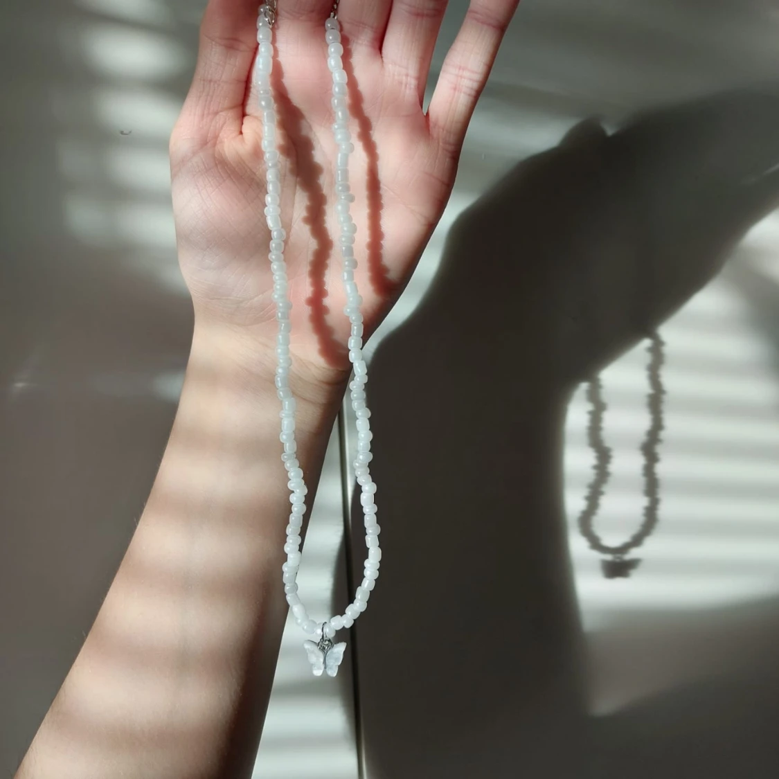 White Butterfly Necklace