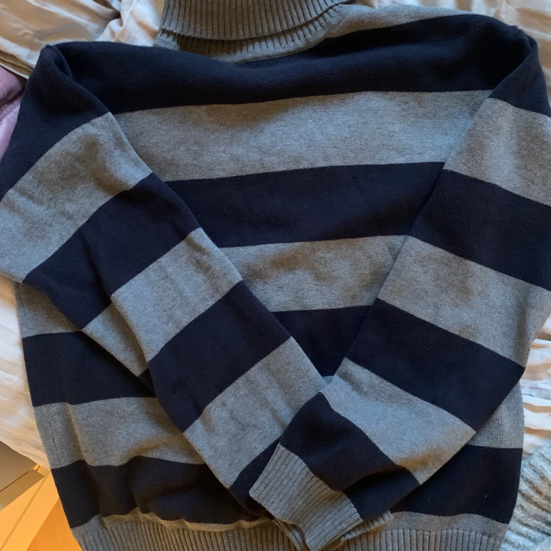 Randig stickad tröja med krage!💗 - 90