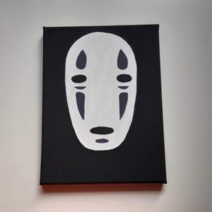 Akryl målning som jag gjort själv med motiv av 'no face' från ghibli filmen spirited away. Canvasen är i storlek 24 x 18. 166 kr inkl frakt. (För er som undrar så är den INTE såld)