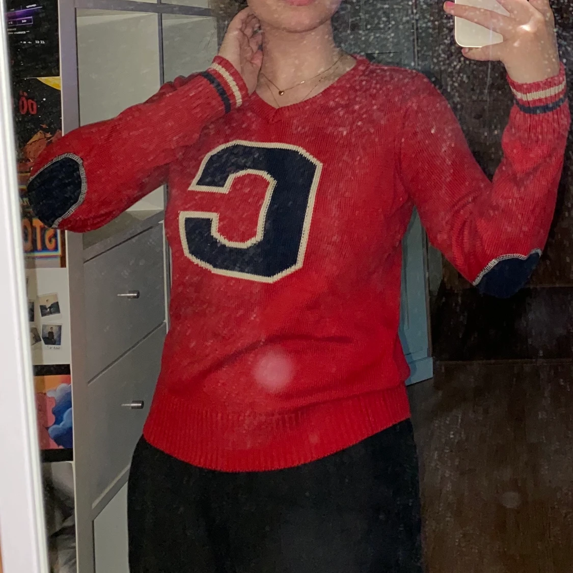 Fin stickad tröja med lappar på armbågarna (som ska vara där) - 91