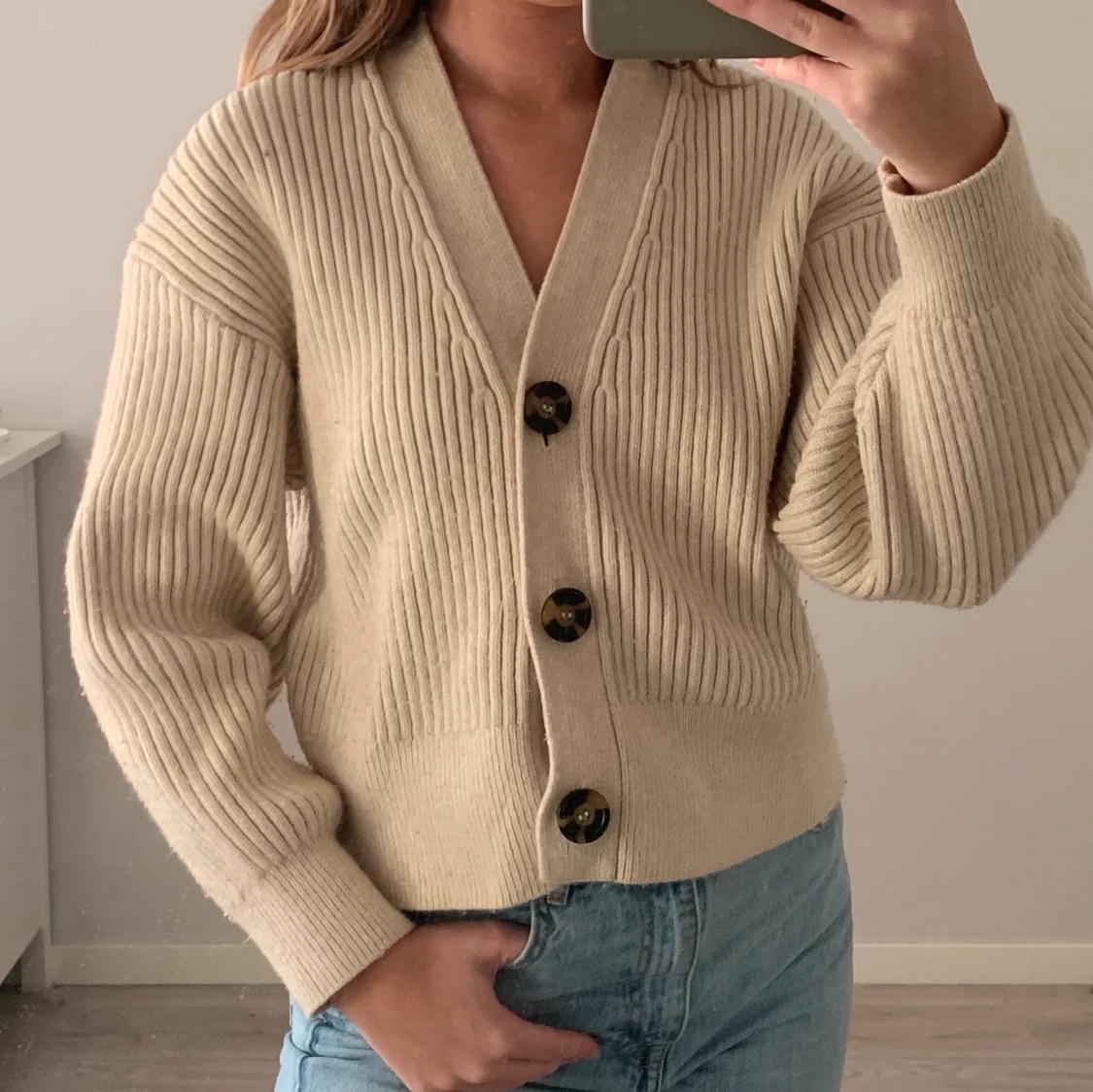 Beige stickat tröja - 91