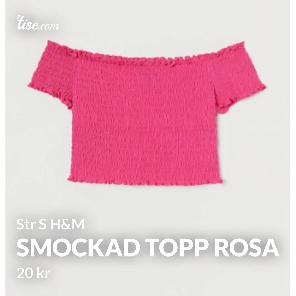 Smockad Topp Rosa H&M str S