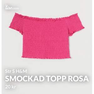 Skit fin rosa smockad topp från H&M i str  S/XS. Köpt i somras men kom aldrig till användning. Nypris 100kr men säljer för 20kr + frakt. 💕💕
