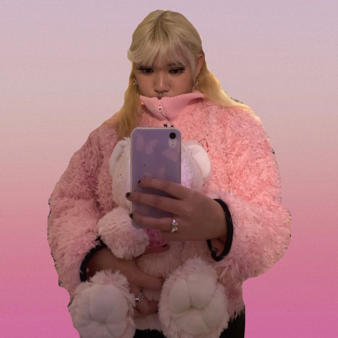 Drömmig söt Teddy-zip tröja - 90