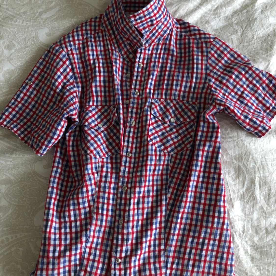 Rödblå rutig skjorta - 90