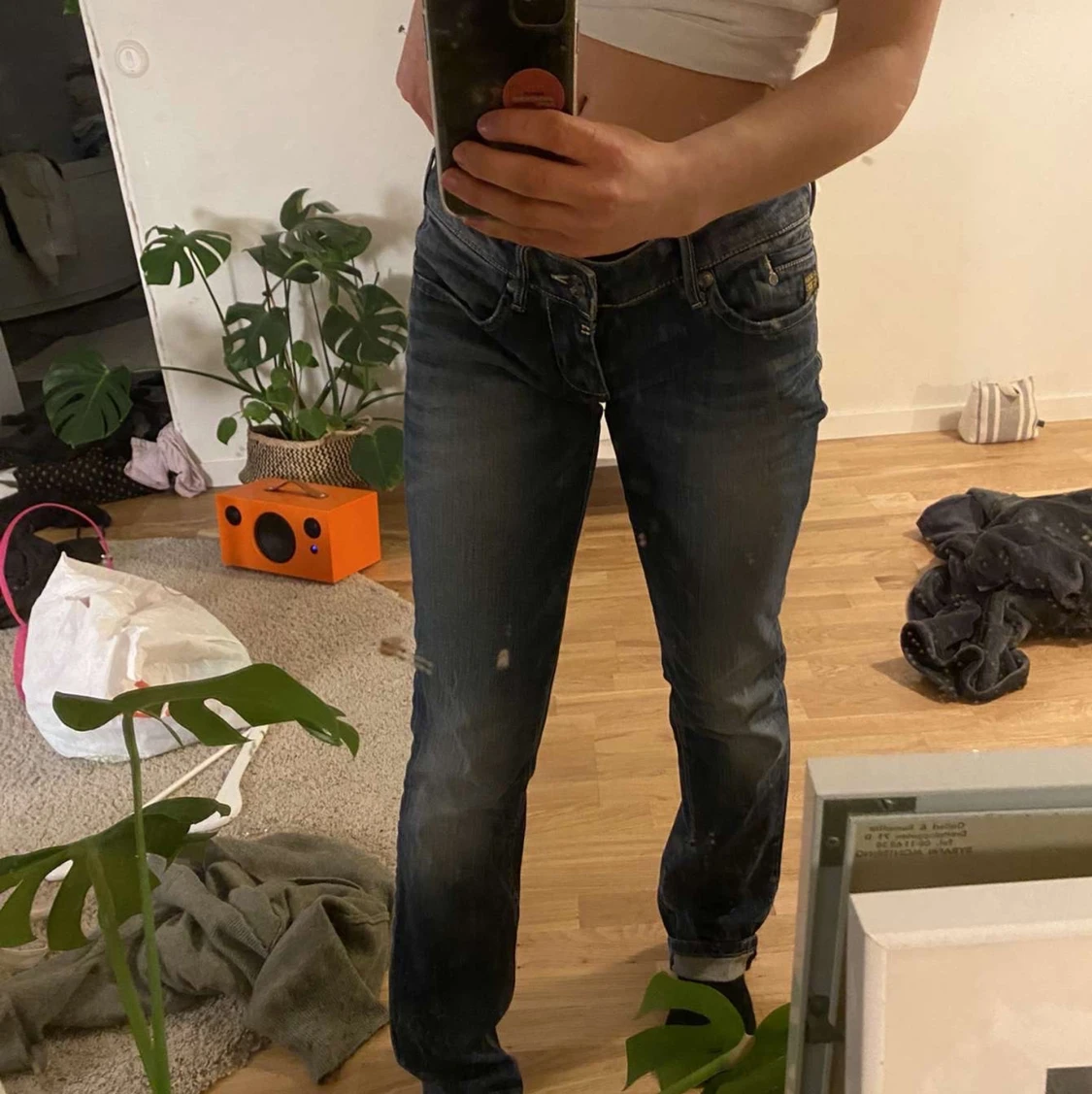 Blåa lågmidjade jeans💙 - 90