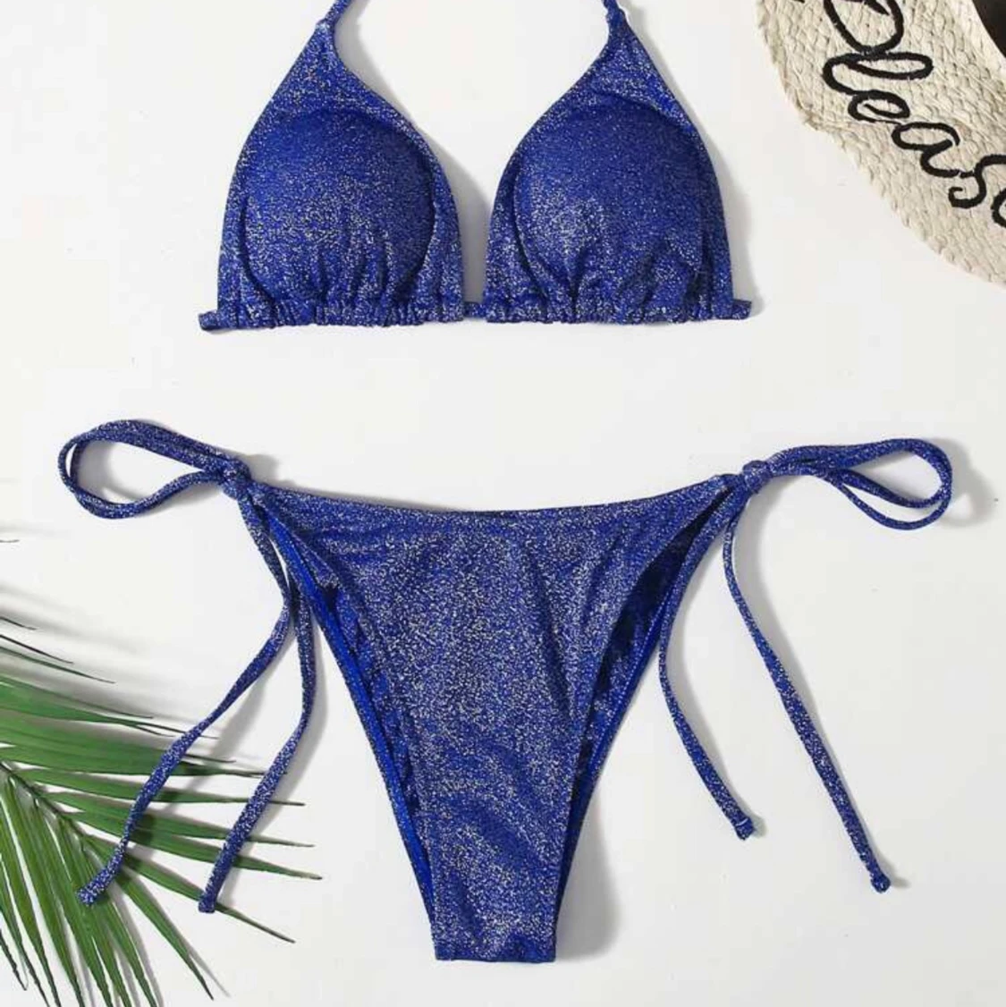Blå glittrig bikini - 90