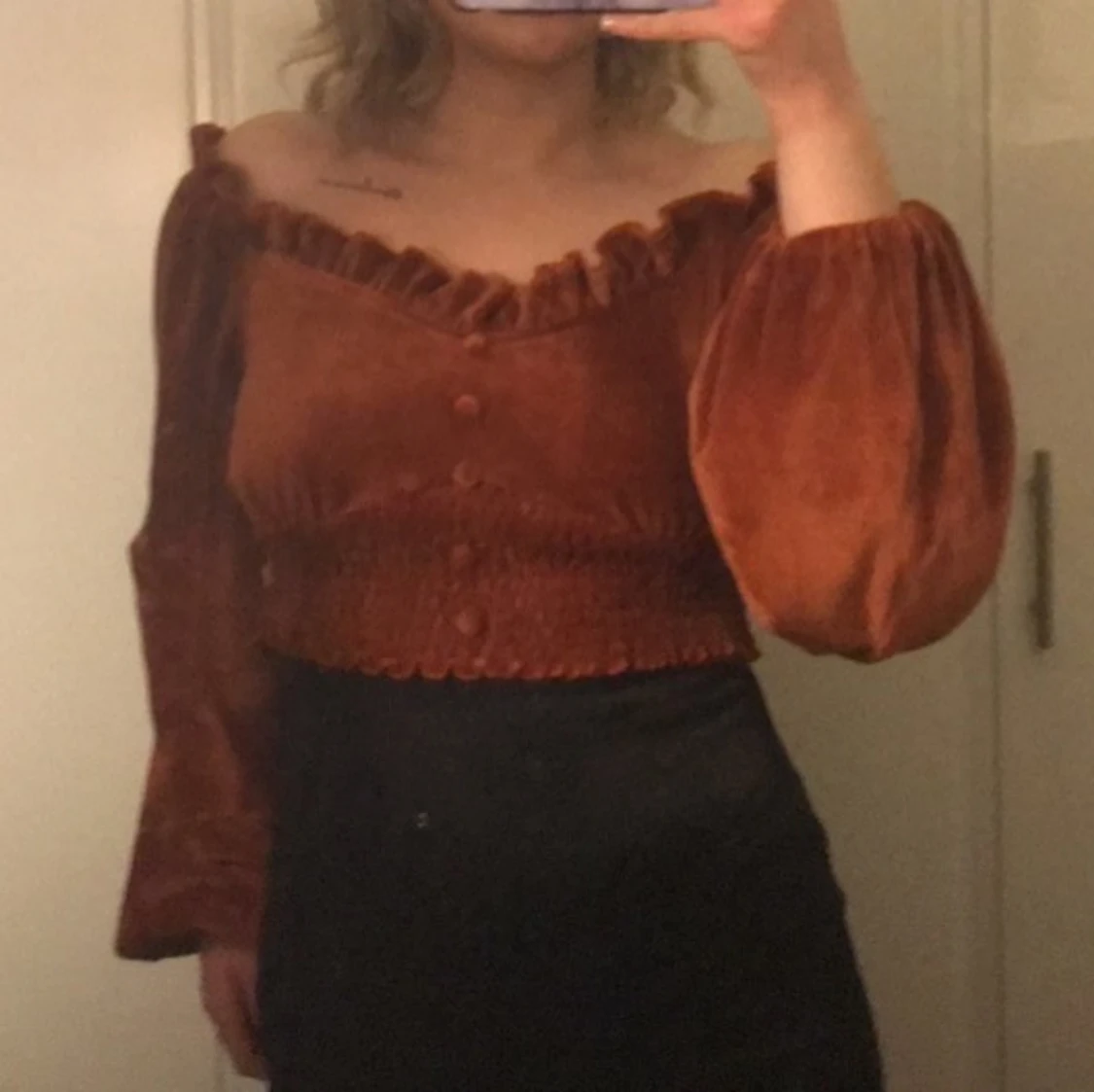 Kopparröd sammetsblus - 90