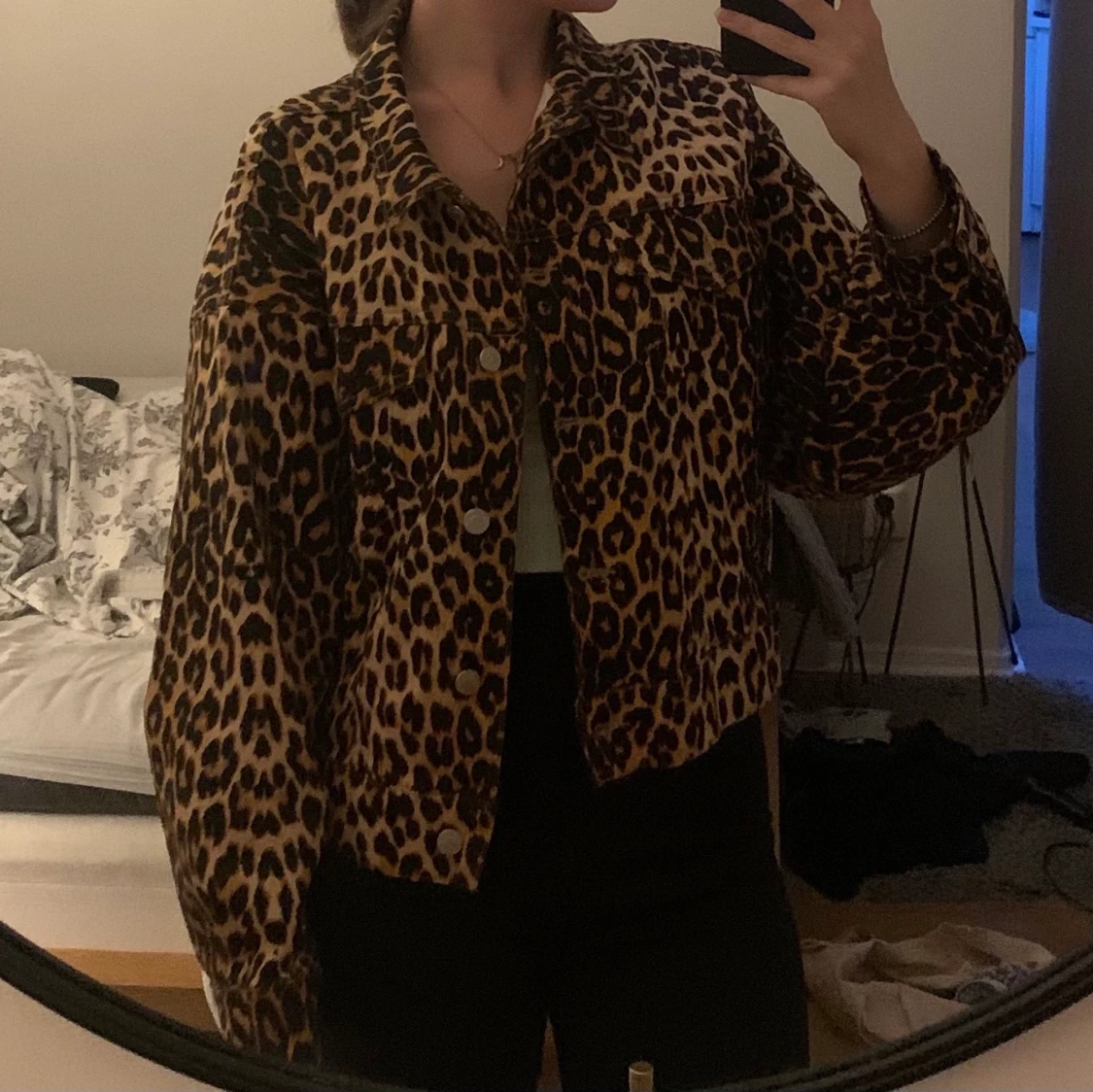 Jeansjacka leopard