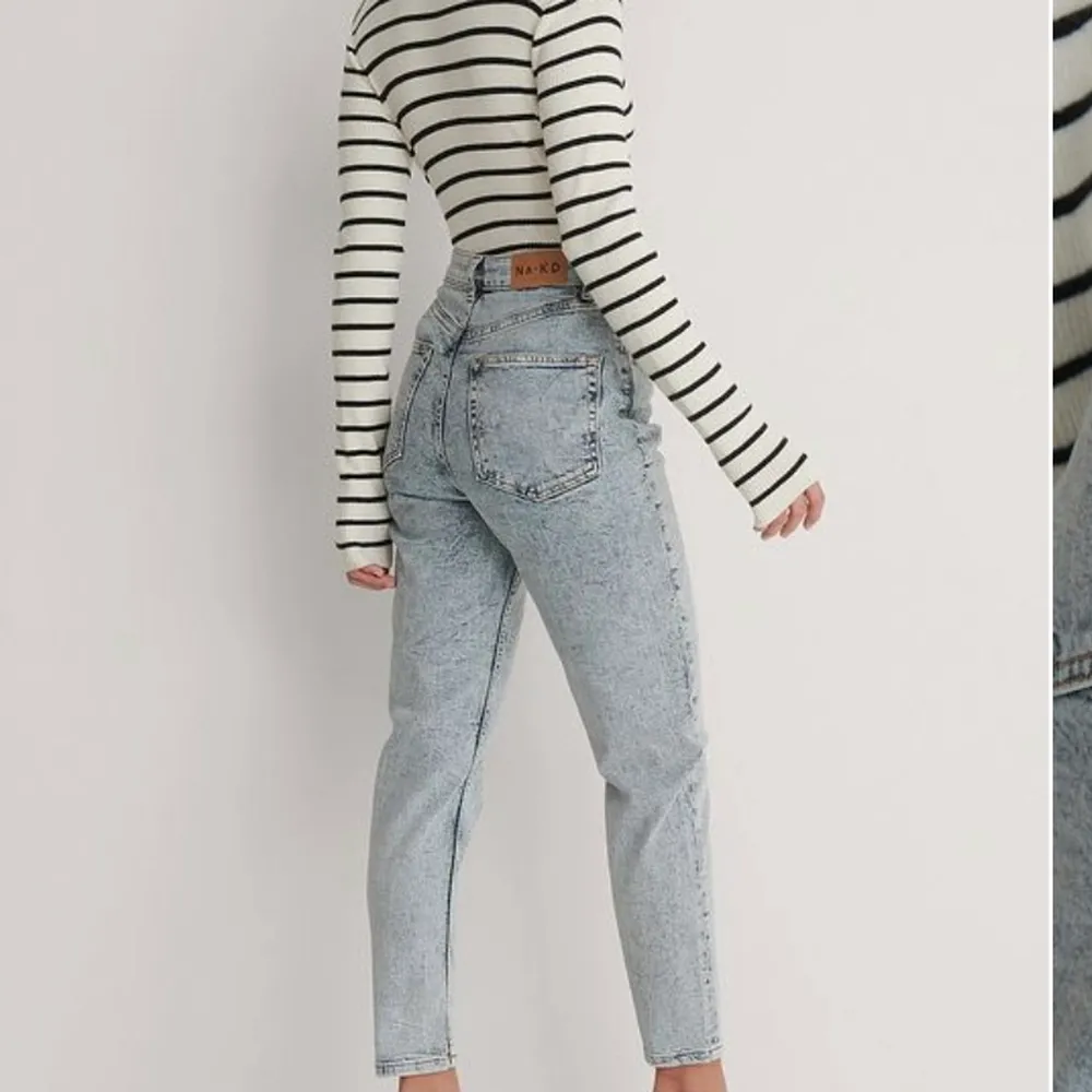 Mom jeans från NAKD. Aldrig använda då storleken var för liten. Superfin ljusblå färg. Storlek S. Jeans & Byxor.