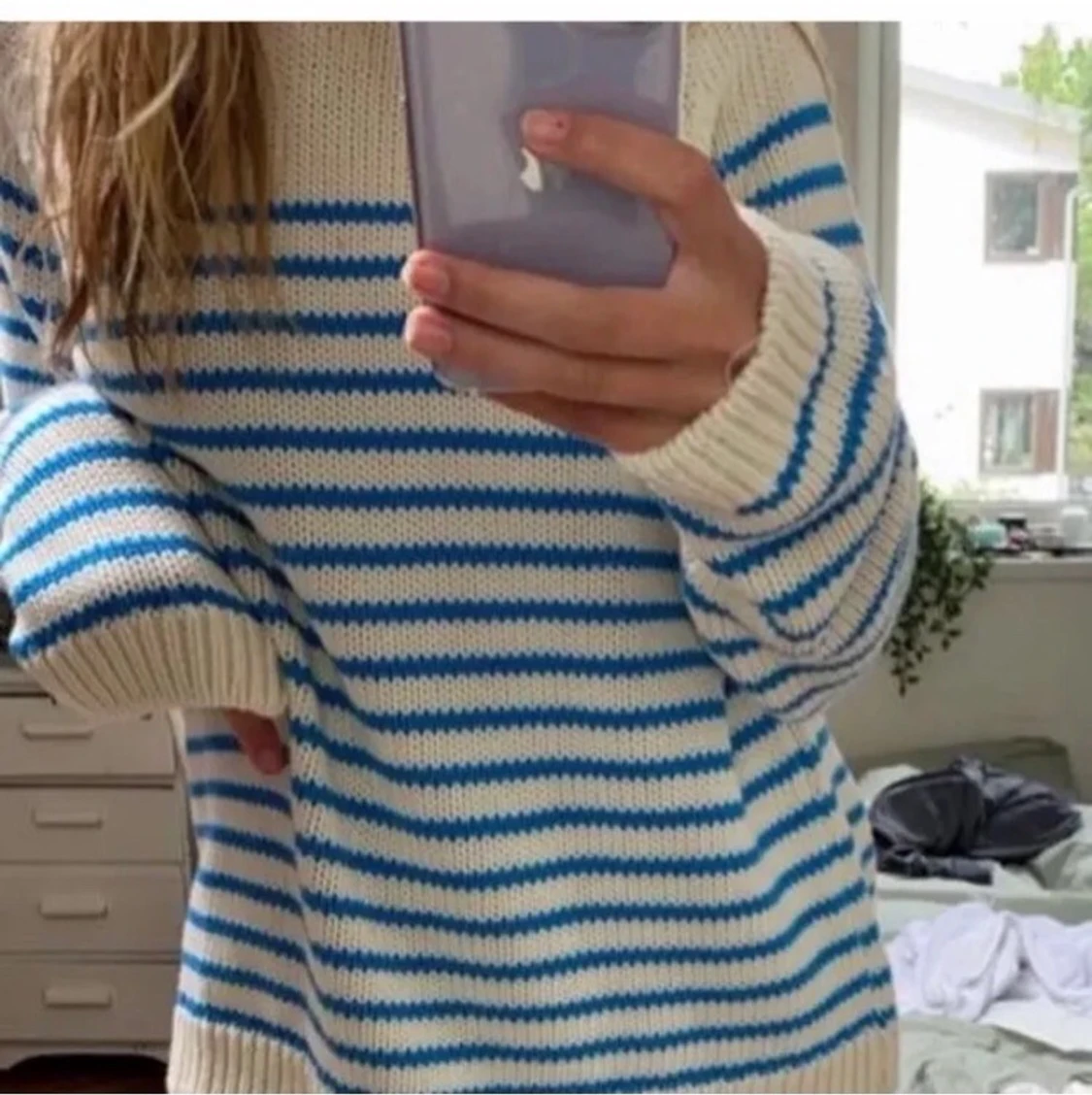 Zara tröja randig blå vit - 90