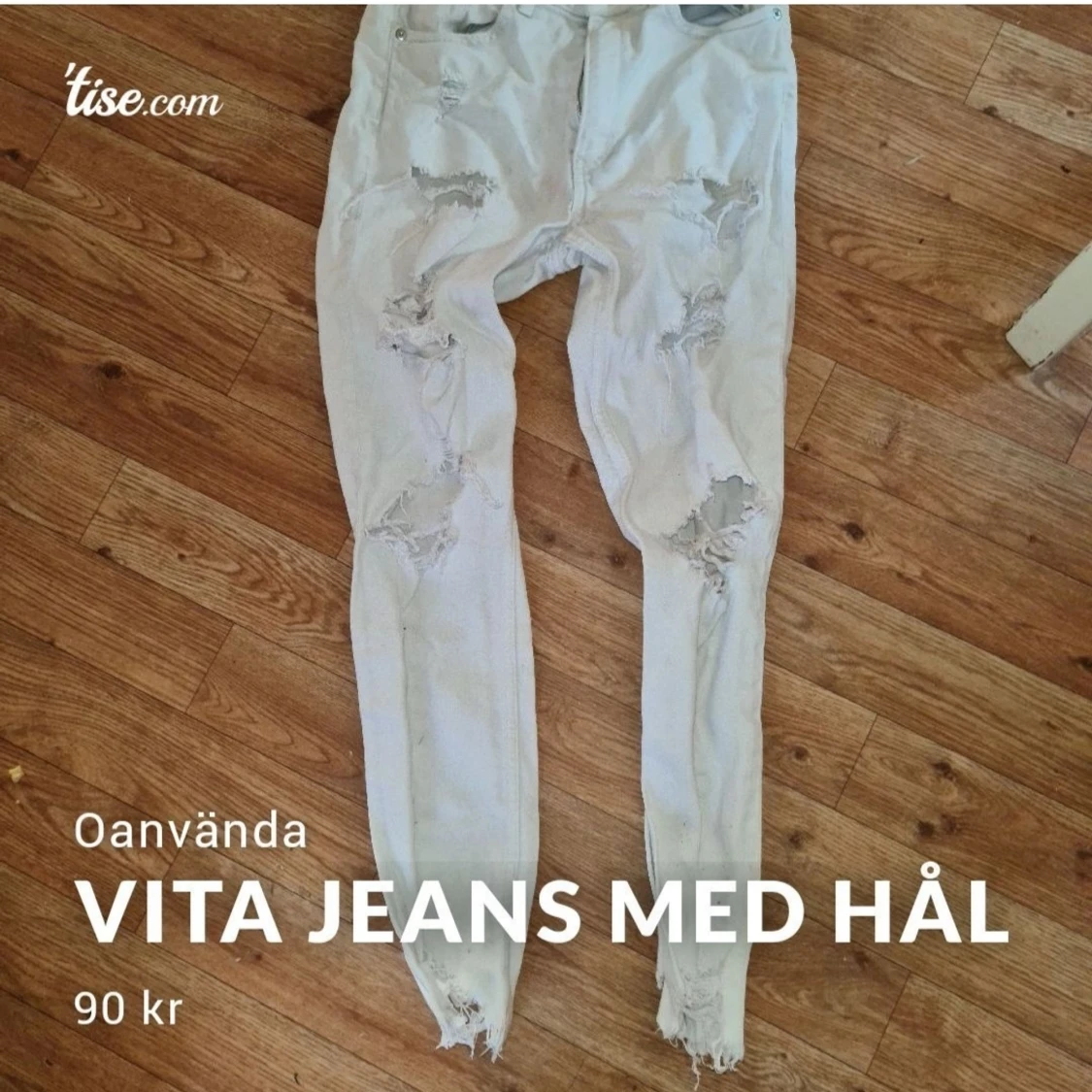 Vita jeans med hål storlek xs