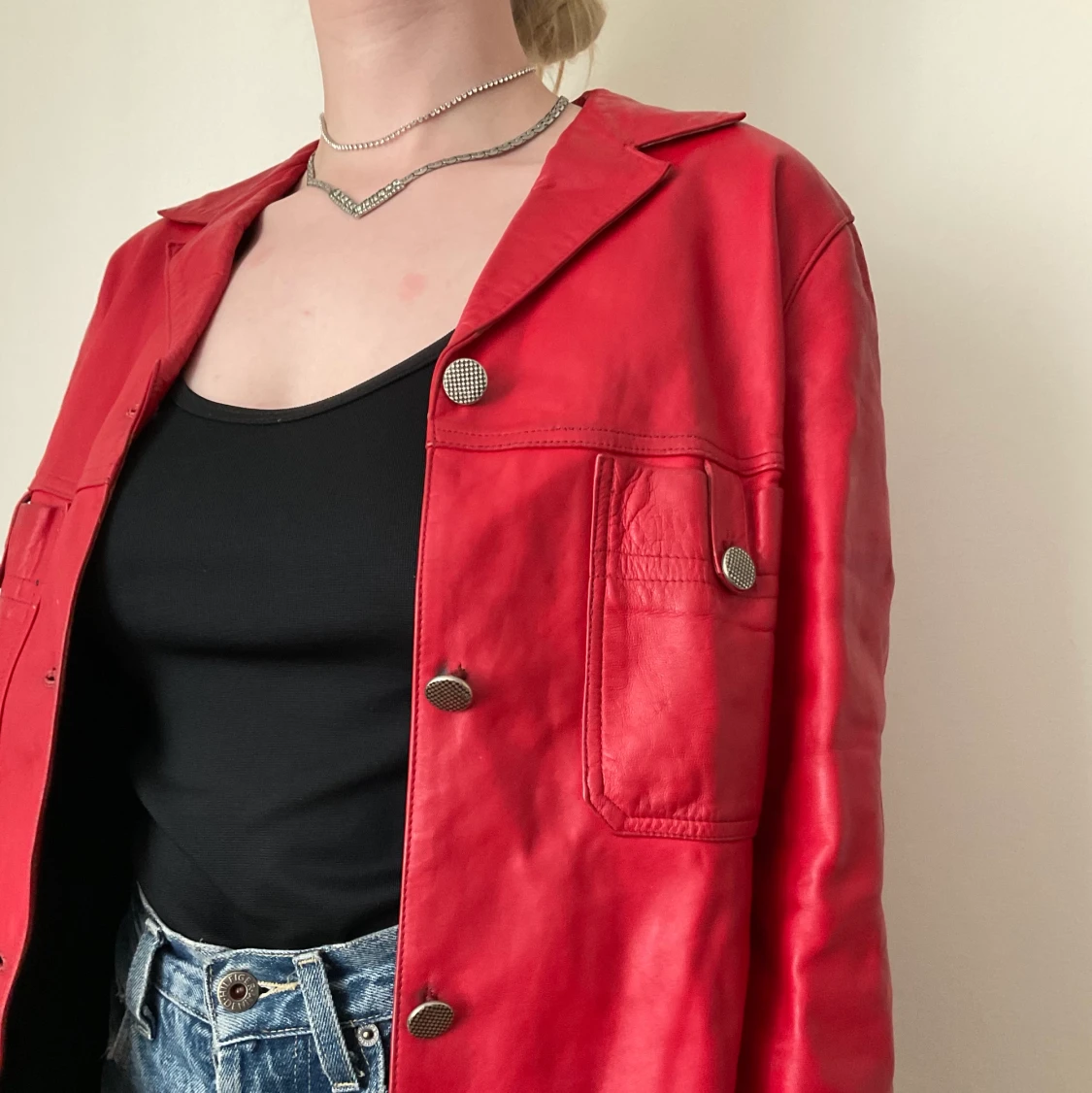 Röd skinnjacka ❤️ - 90