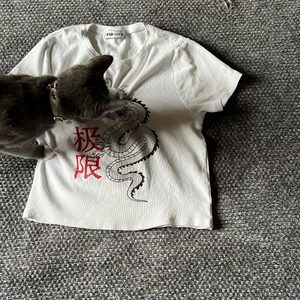 Crop top  - Vit crop top med kinesisk drake ! 