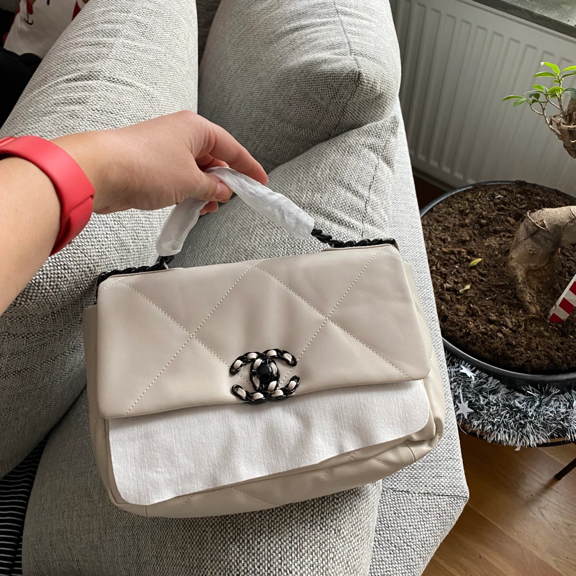 Chanel 19 väska ivory - 91