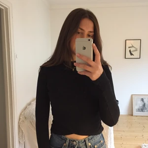 Svart polotröja - Svart polotröja i ribbat tyg. Tröjan är lite croppad.