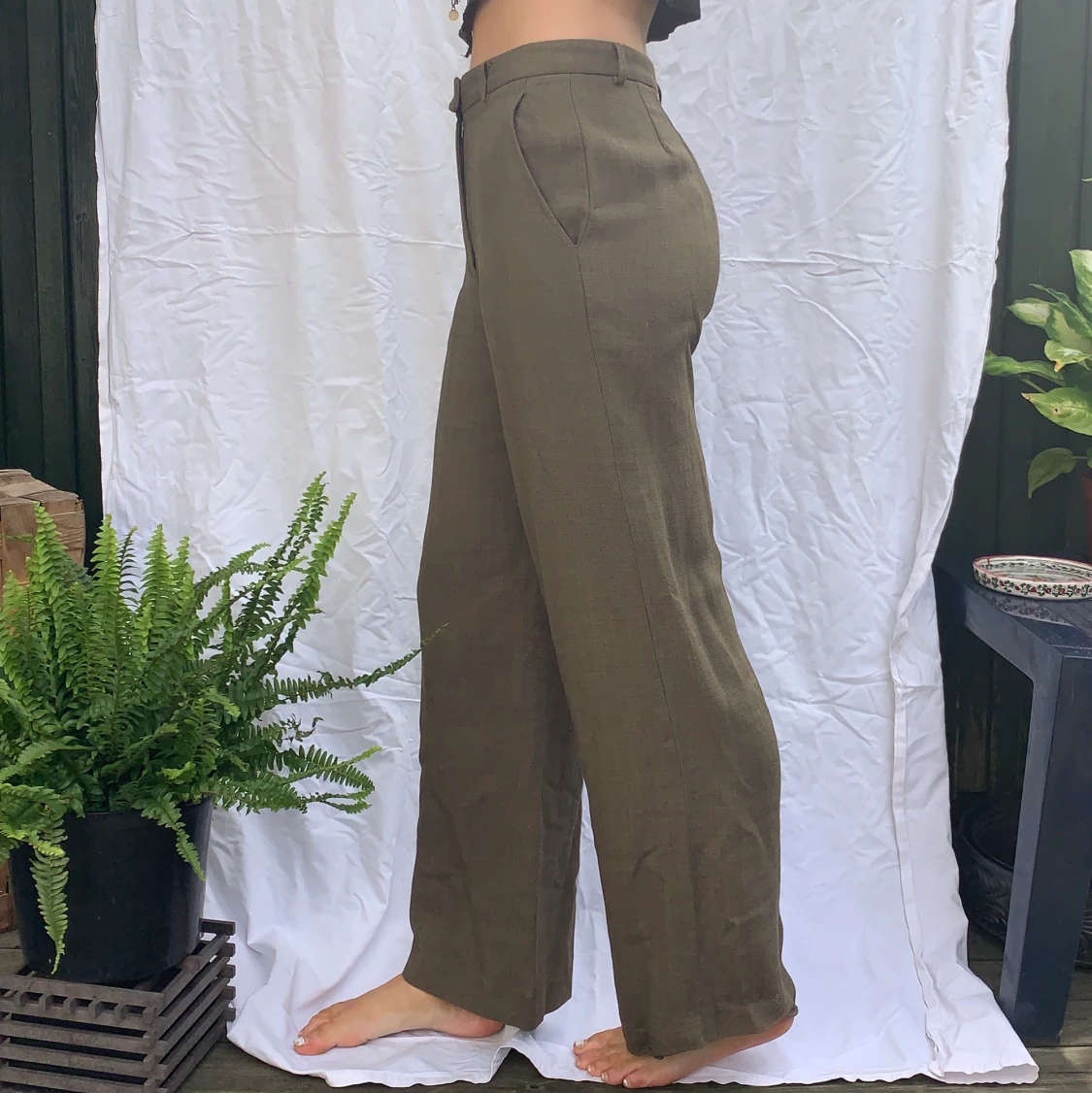 Gröna linnebyxor - 90