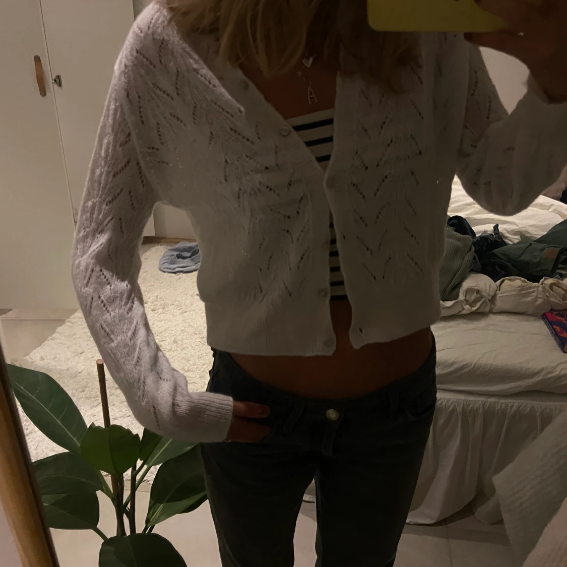 Vit virkad kofta från Mango - 90