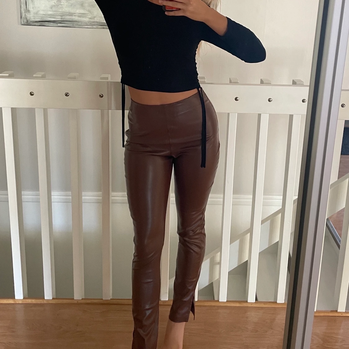 Bruna Fakeläder byxor - 90