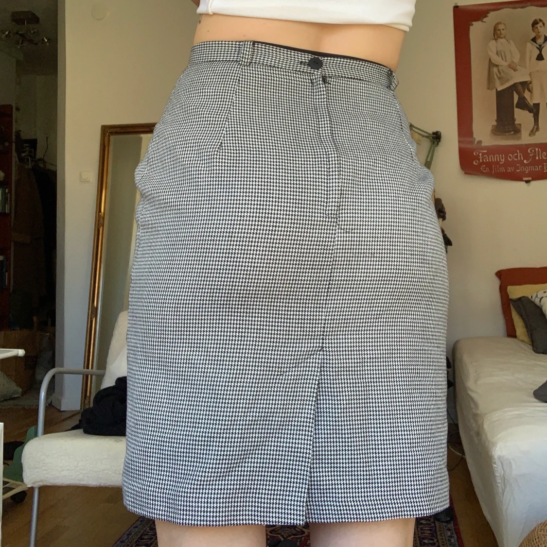 Mini skirt, hundtandsmönstrad kjol - 90