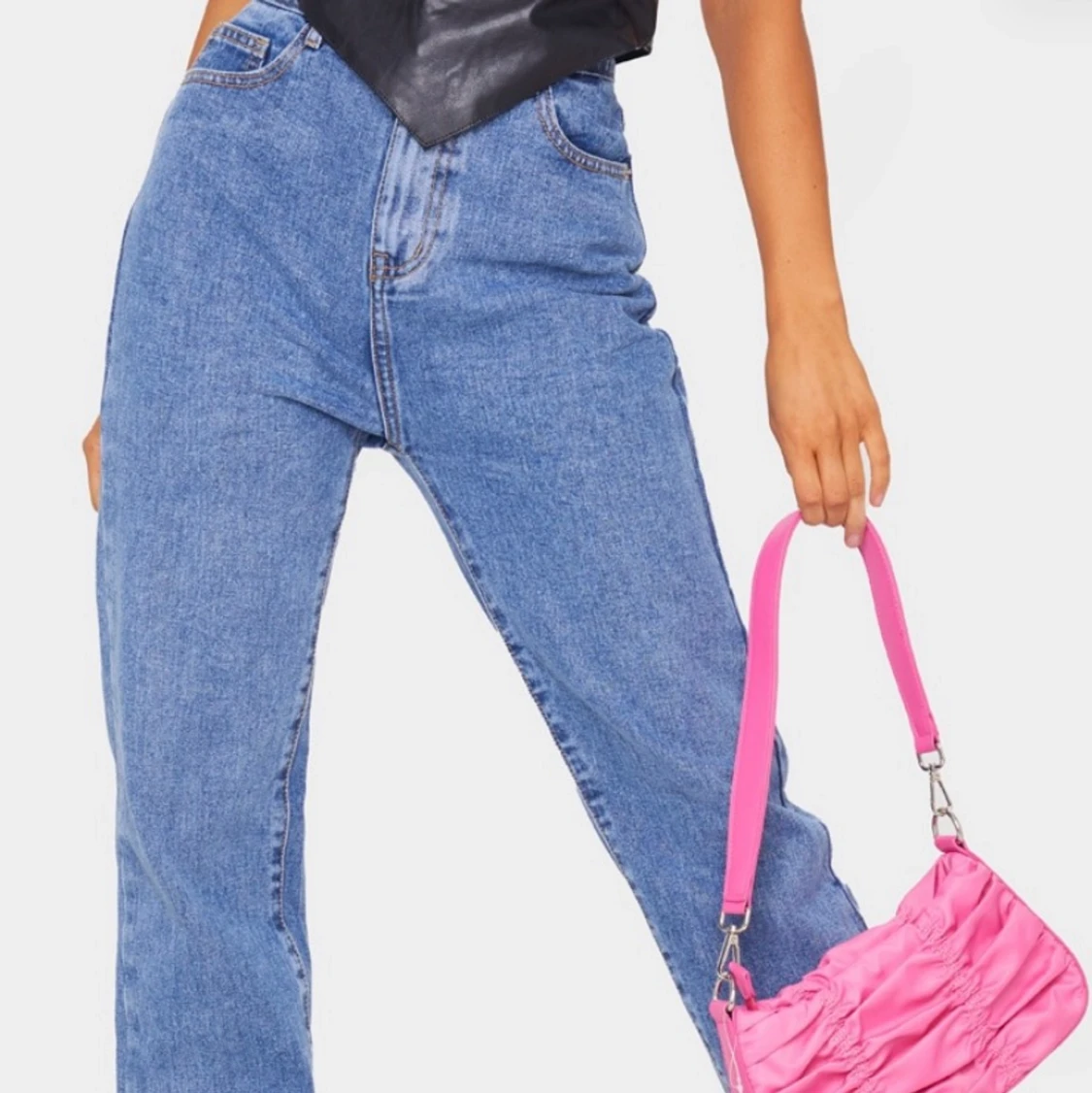 Mid blue wash long jeans  - 90