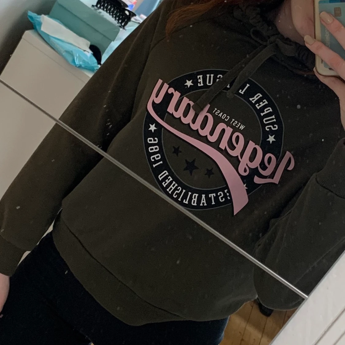 Grön hoodie med tryck - 91