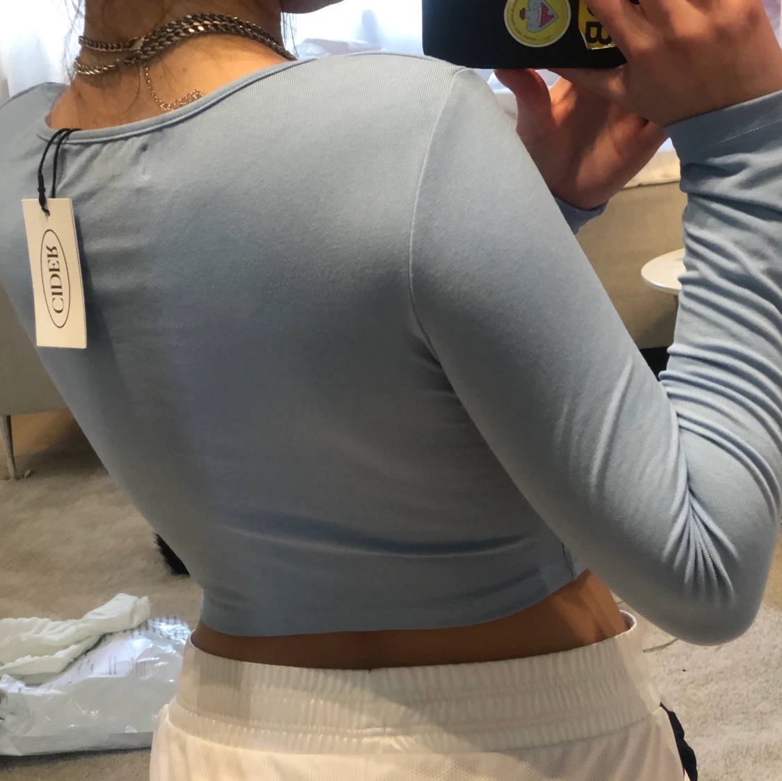 Blå tight långärmad - 90