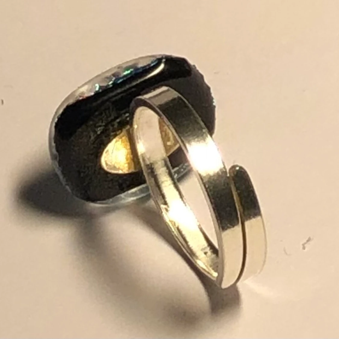 Ring i silver och turkosfärgat glas - 91