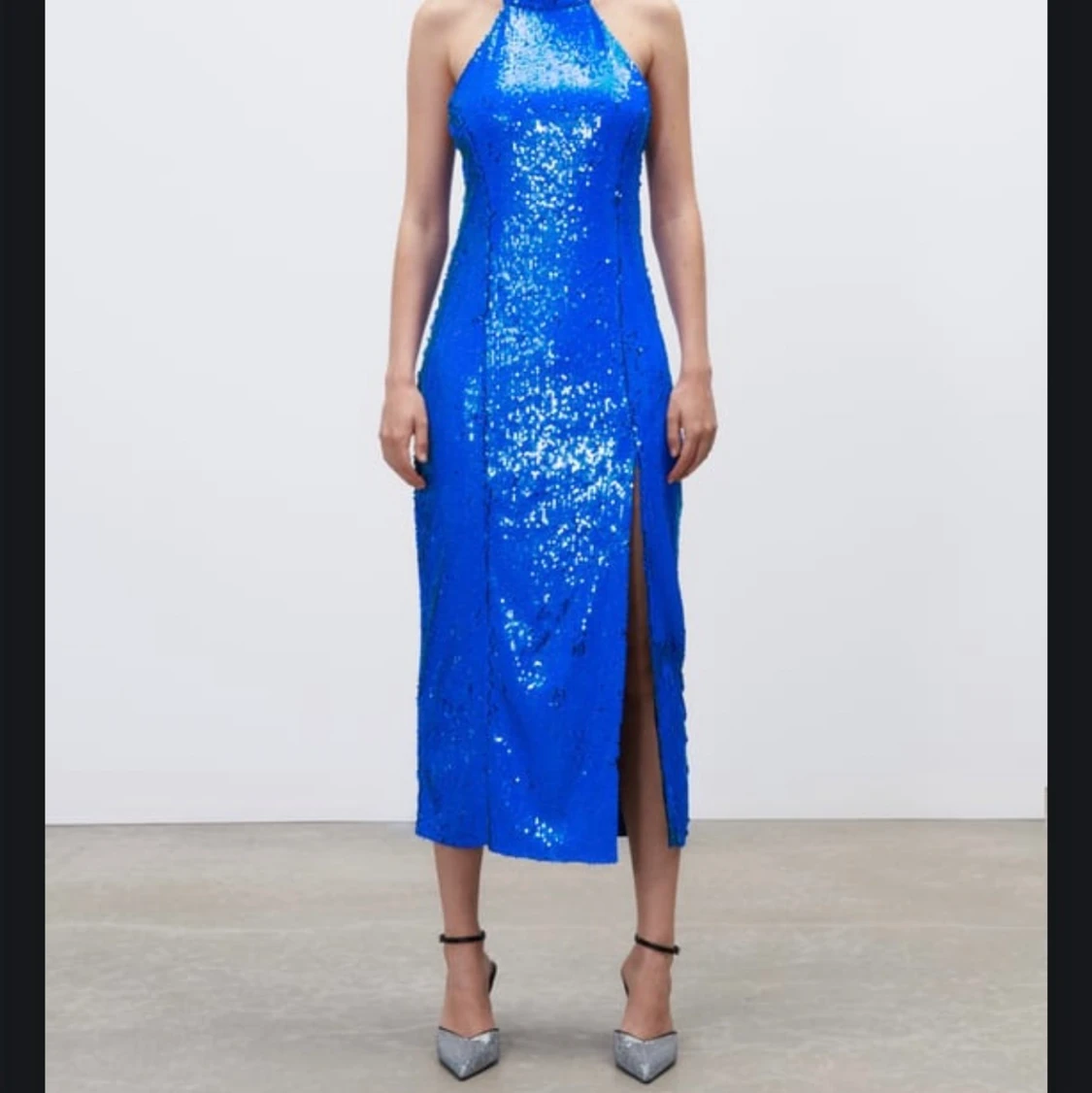 Blå paljett klänning - 90