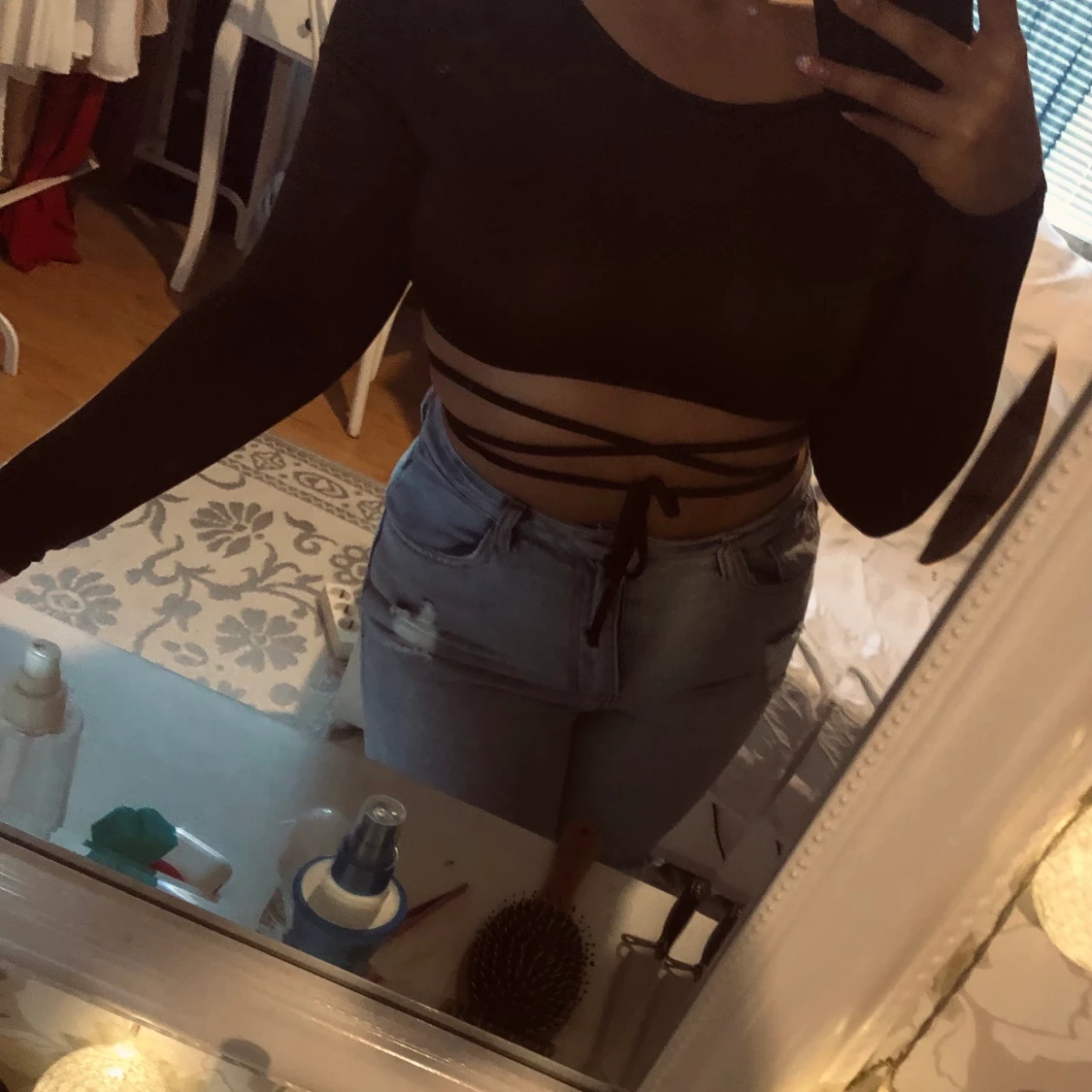 Brun topp med snörning - 90