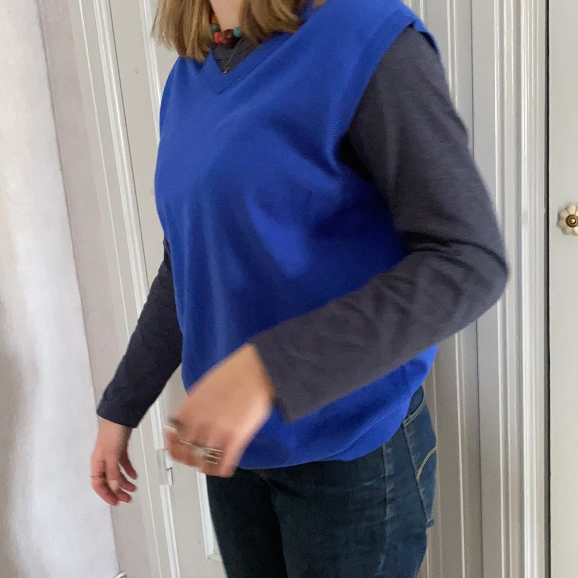 Blå väst strl M/L oversized