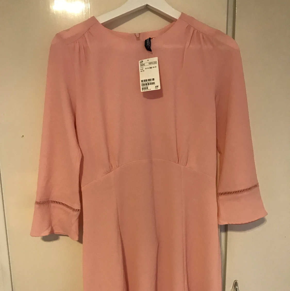 pink dress with lace.