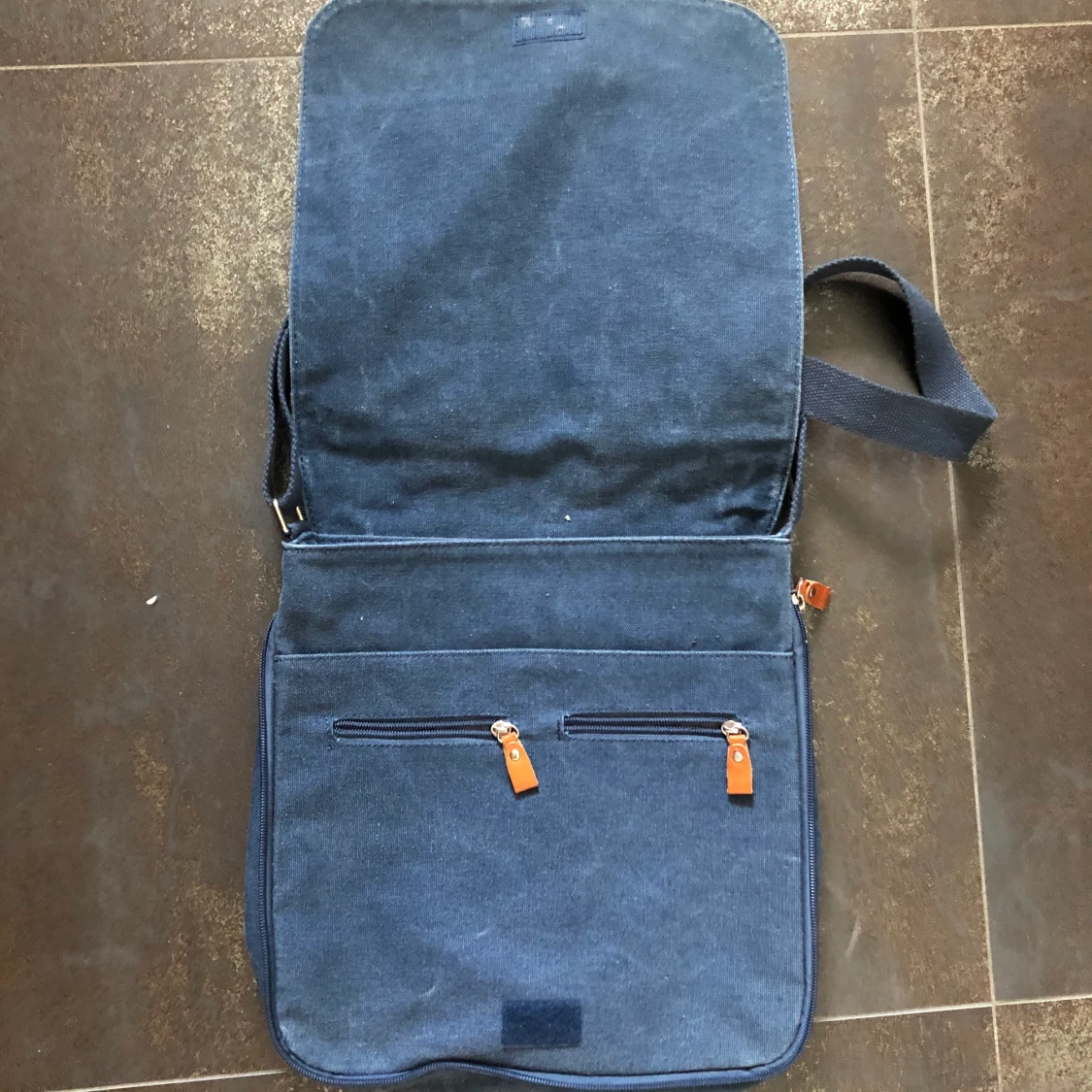 Canvas väska axelremsväska blå bomull - 90