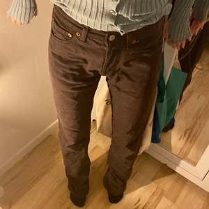 Levis jeans - Görsnygga mörkbruna Levis jeans🤎Vintage byxor men i väldigt bra kvalitet🤎Storlek W29 L34!! Lowraise/midraise i modellen 501‼️Raka i benen och är långa för tjejen på bilden som är 167cm