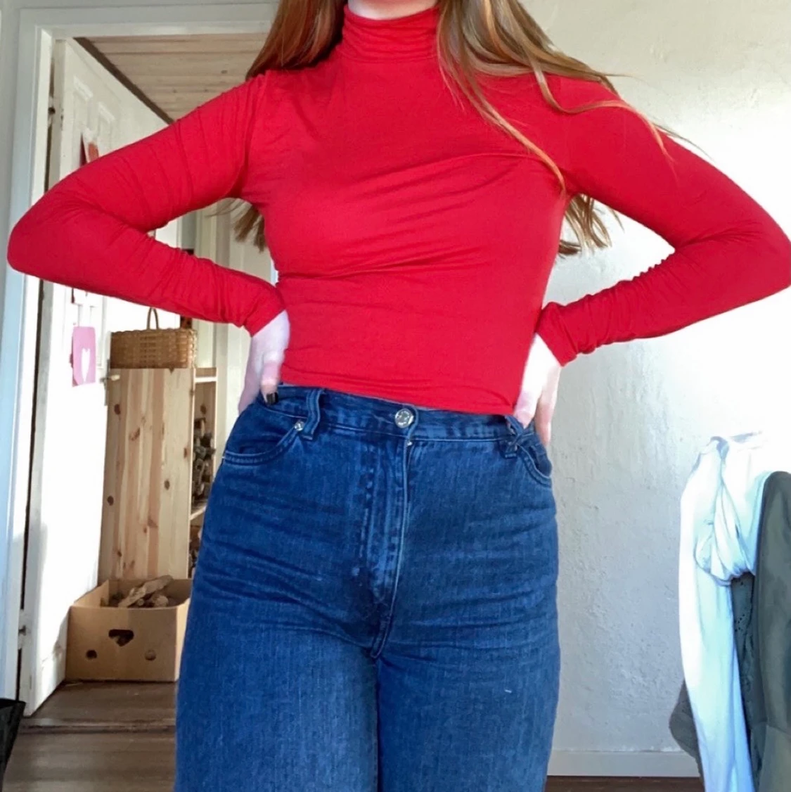 Röd polotröja  - 90