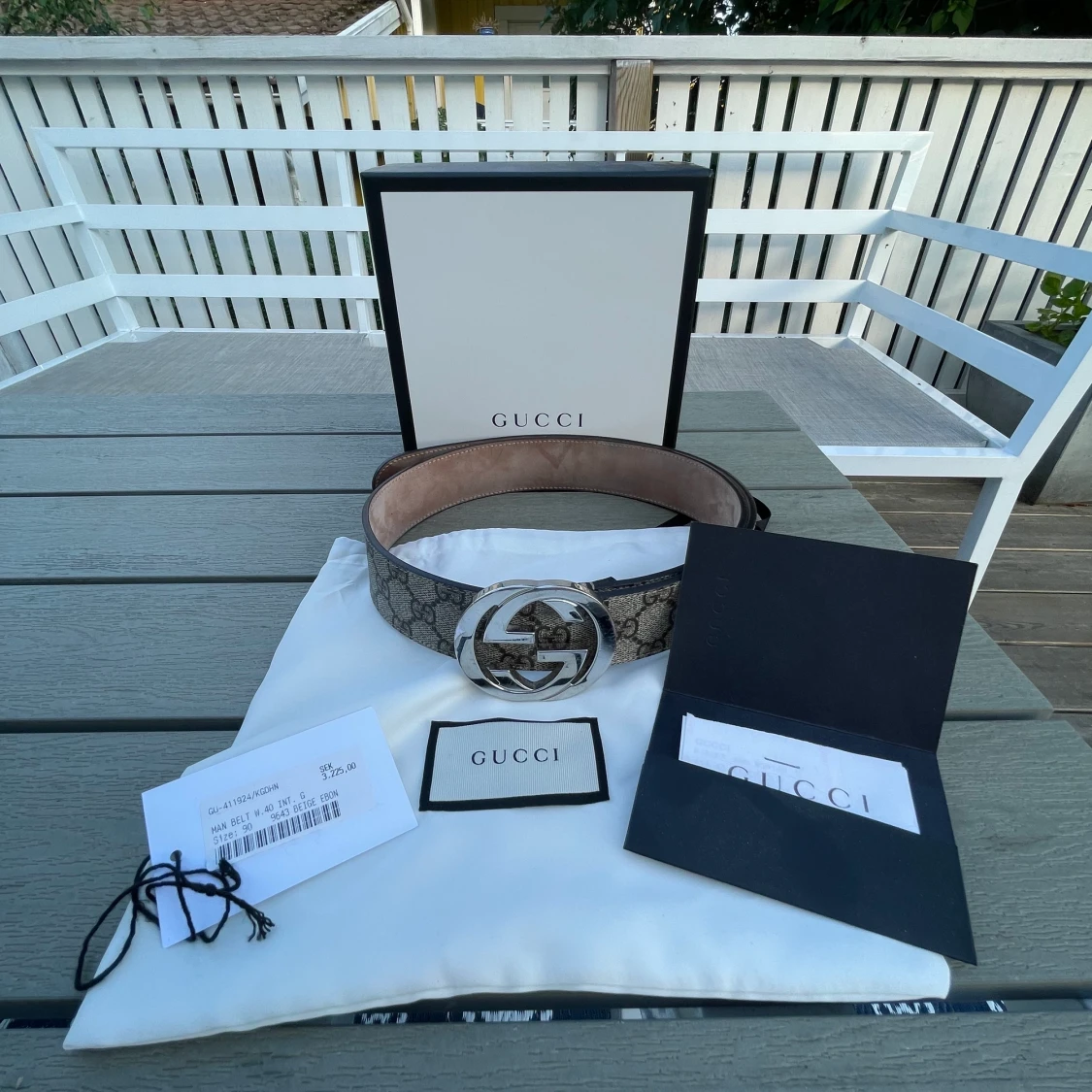 Gucci bälte - GG Supreme belt with G buckle