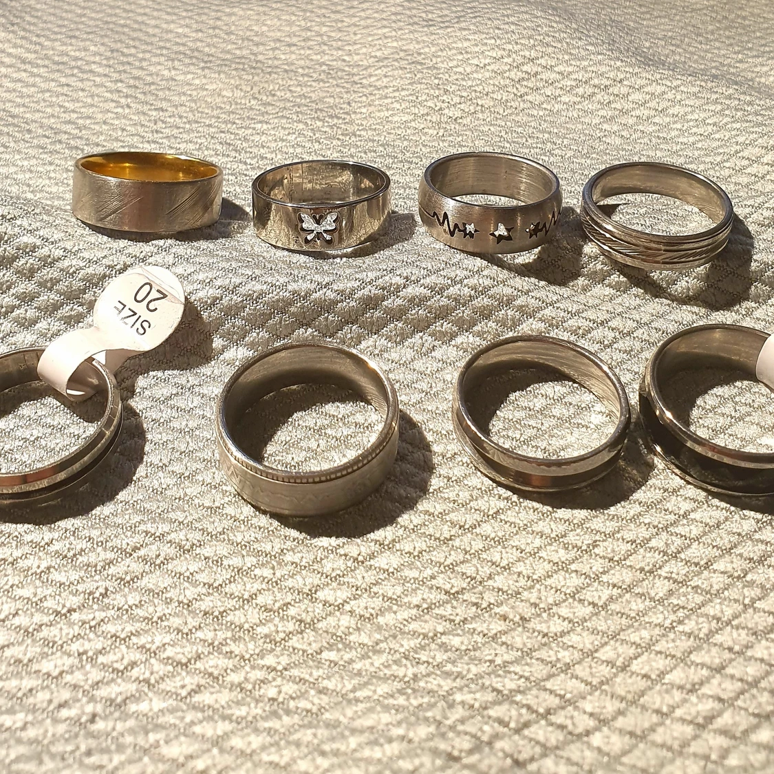 Ringar av rostfritt stål storlek 20