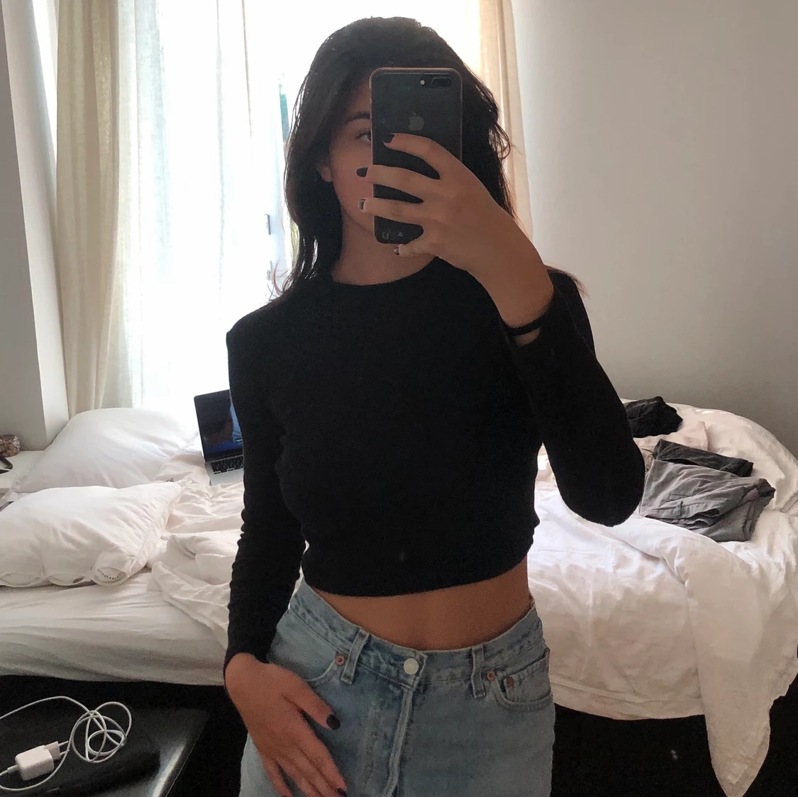 långärmad croptop - 90