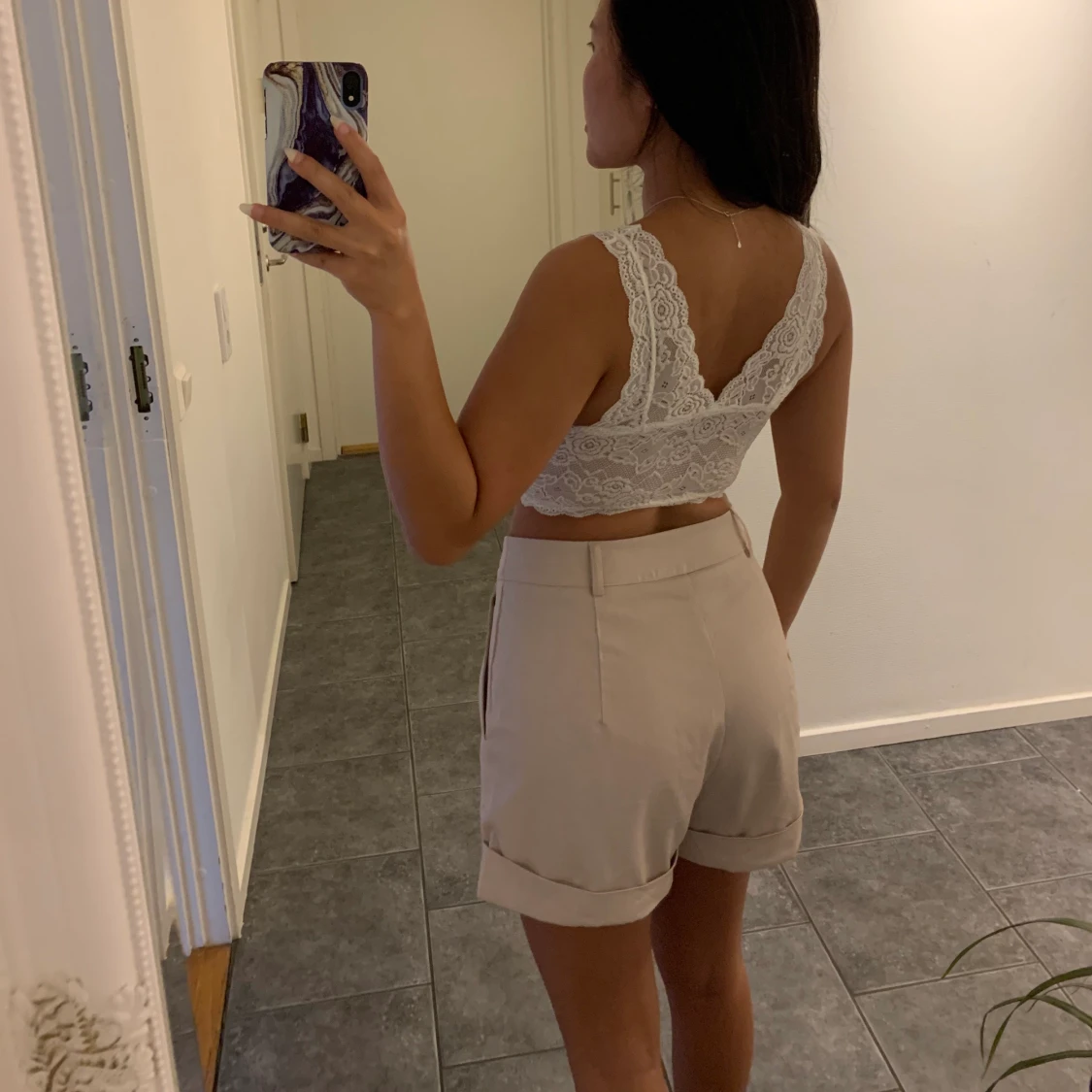 Vit croptop linne - 90