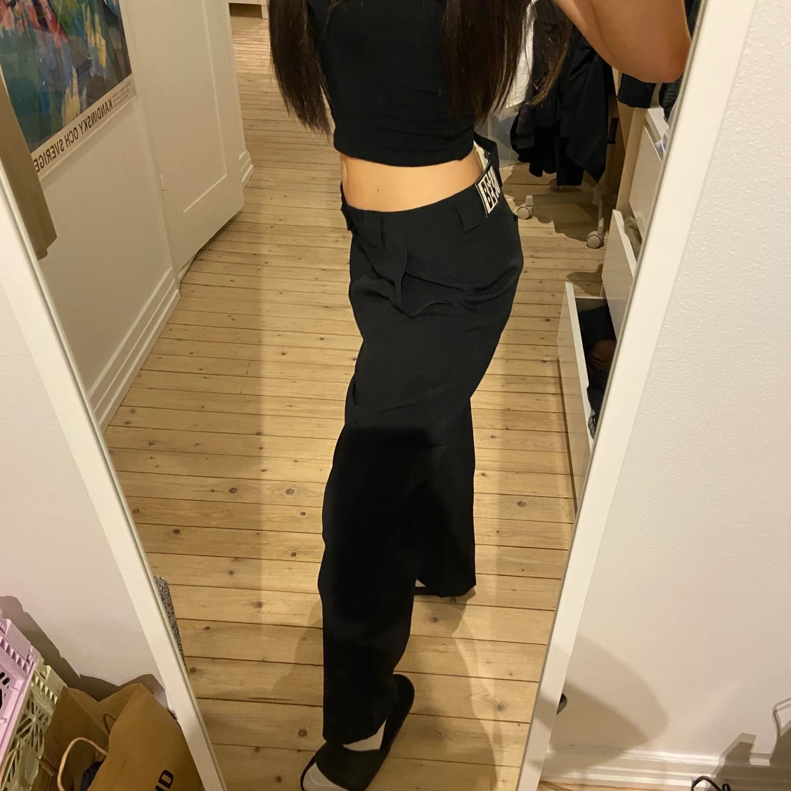 Low waist cargo byxor