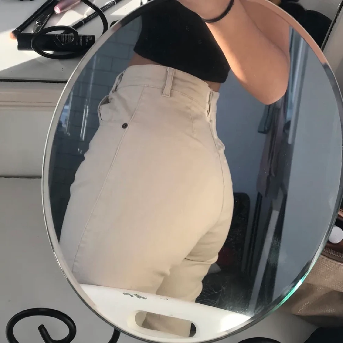 Beige high waist byxor (FRI FRAKT) - 91